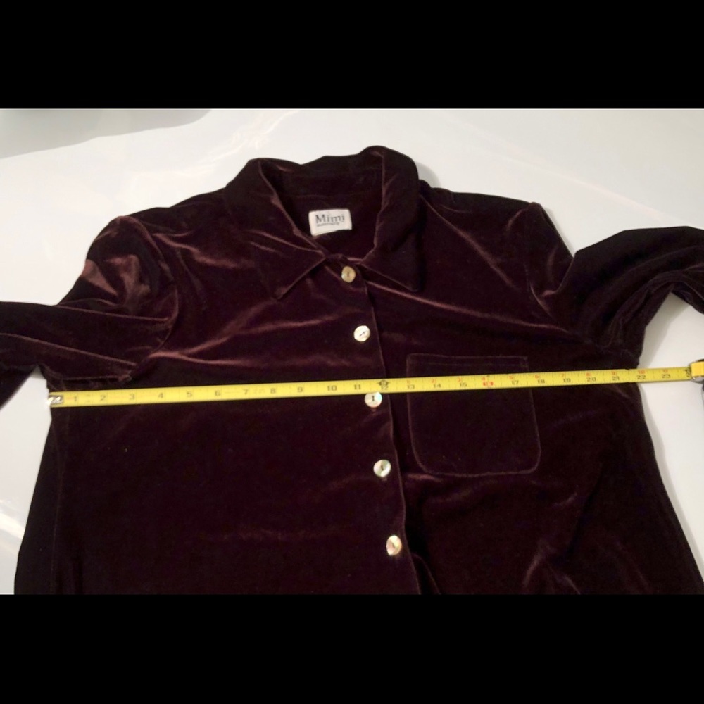 Mimi Maternity Button Down Blouse Brown Velvet M-L - image 5